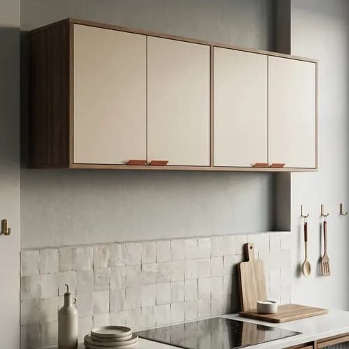 Armario Aereo Suspenso para Cozinha 4 Portas Off White por R$ 178 (Cupom OFERTAMELI)