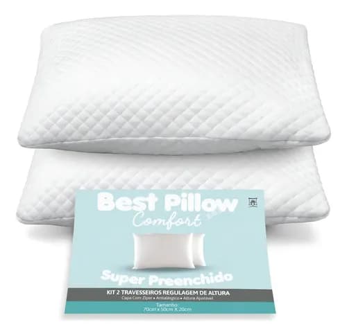 Kit 2 Travesseiros M Casa 70x50cm Altura Regulável Antialérgico com Cupom MELICASA