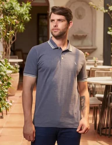 Camisa Polo Reserva Mescla Friso Duplo por R$ 112