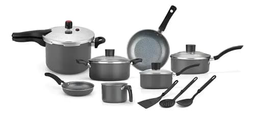 Jogo de Panelas Enjoy com Panela de Pressão 10 Peças Cinza