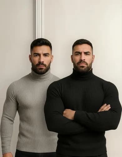 Kit 2 Blusas Cacharrel Masculinas Gola Alta Canelada - Oferta