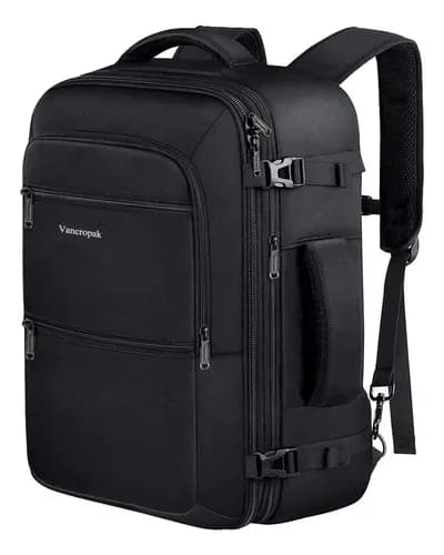 Mochila de Viagem Expansível Vancropak 1214 40L Antifurto Impermeável (Preta) por ~R$ 296 com cupom