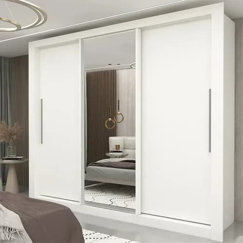 Guarda-roupa Casal Yescasa Milão 100% MDF Branco 3 Portas de Correr com Espelho por R$ 793 no Pix