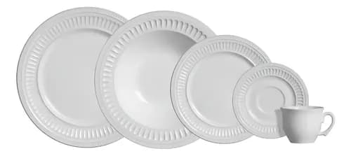Aparelho de Jantar 20 Peças Poppy em Cerâmica Branco por R$ 243 (cupom OFERTASMELI)
