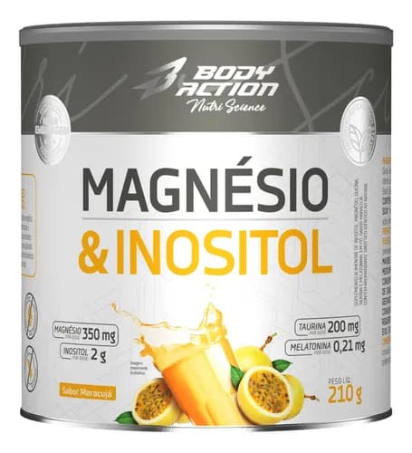 Magnésio e Inositol Bodyaction Taurina Melatonina 210g
