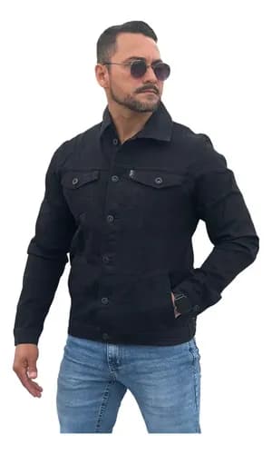Jaqueta Jeans Masculina com Bolsos Funcionais por R$ 95 com Cupom