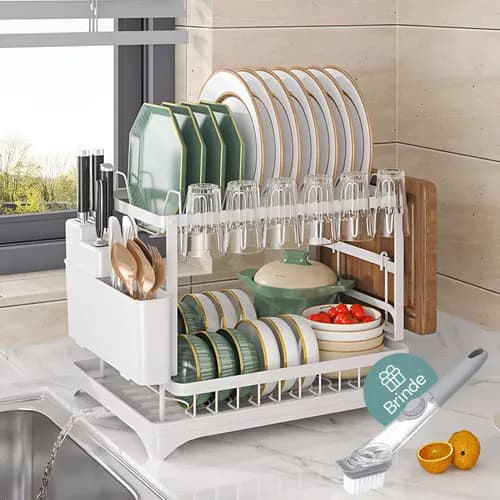 Escorredor de Louca Duplo 2 Niveis com Drenagem Automatica 360° Brielli Home por R$119