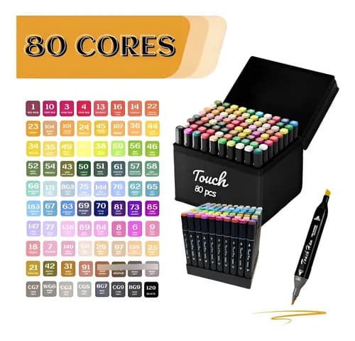 Canetas Marcador Permanente Ponta Dupla 80 Cores