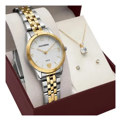 Kit Relógio Mondaine Bicolor Feminino 32795LPMKBE3K1 por R$ 128 no Pix (c/ cupom)
