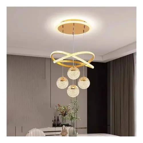 Lustre Pendente LED 40W Moderno 3 em 1 Dourado por R$ 124 à vista