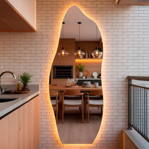 Espelho Orgânico com LED 150x50cm (Luz Quente) para Sala/Quarto/Banheiro + Cupom PARACASA