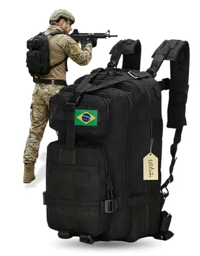 Mochila Tática Militar 30L Impermeável Reforçada com Brinde Bandeira Brasil