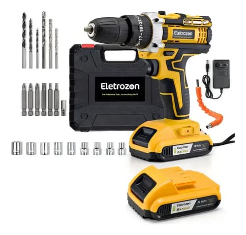 Parafusadeira Furadeira Impacto 24V Profissional Maleta