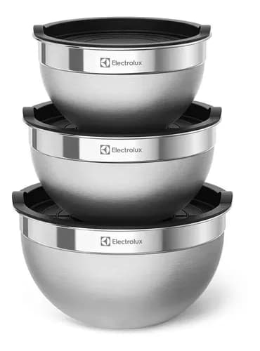 Conjunto de Bowls/Tigelas de Inox com Tampa (Kit) com Cupom por R$ 75 no Pix