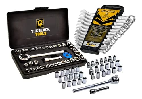 Kit Ferramentas The Black Tools: Soquetes 40 Pecas + Chaves Combinadas 6 a 22mm por R$ 91,20 no Pix