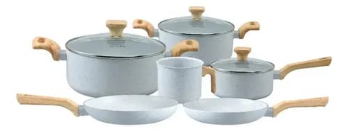 Conjunto 6 Panelas Cerâmica Mimo Style Pratic Cook Indução Antiaderente Cinza