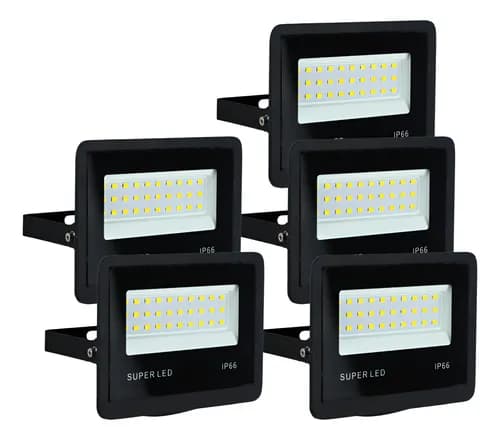 Kit 5 Refletores LED 100W SMD IP66 6500K