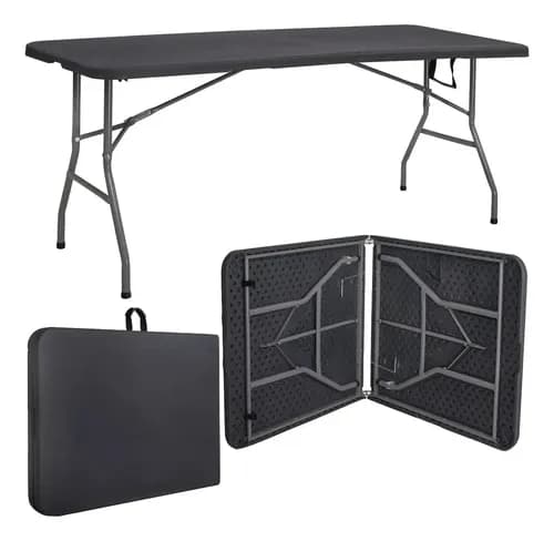 Mesa Dobrável Vira Maleta Portátil 1.80m Mulltx Preto