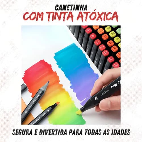 Kit 120 Canetas Marcador Ponta Dupla Permanente