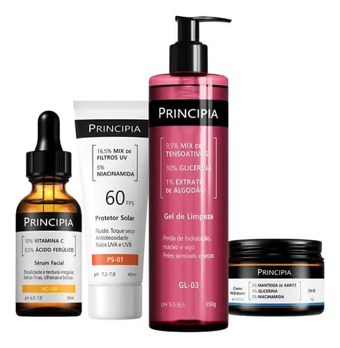 Kit Essencial Principia GL-03 + CH + VC + PS para Pele Sensivel por R$127 no Pix (cupom MELIBELEZA)