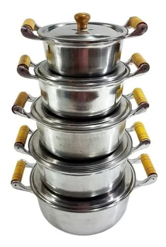 Jogo de Panelas Alumínio Fundido Polido Grossa 5 Peças