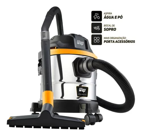 Aspirador de Pó e Água WAP GTW Inox 15 1700W (Barril Inox) por R$ 323,90 no Pix