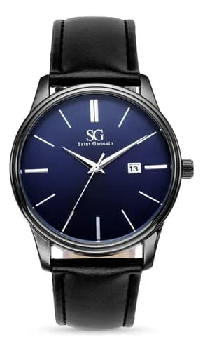Relógio Masculino Saint Germain 42mm Couro Azul Caixa Prata por R$110 (com cupom)