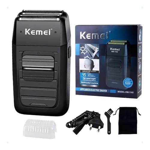 Barbeador Kemei KM-1102 Elétrico Recarregável USB