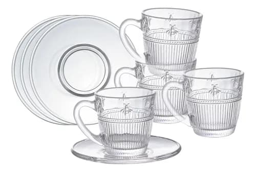 Jogo de Xicaras de Cafe 90ml com Pires L'Hermitage Pequenos Voadores (8 Pecas) por R$ 29,00