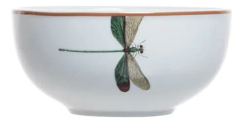 Tigela (Bowl) L'Hermitage Libélula em Porcelana 250 mL Branca com Borda Marrom por R$ 9,89
