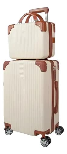 Mala de Viagem Pequena Miami com Frasqueira Bege Listras