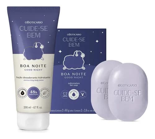 Combo Cuide-se Bem Boa Noite O Boticário: Loção Corporal 200ml + Sabonete(s) por R$ 76,30