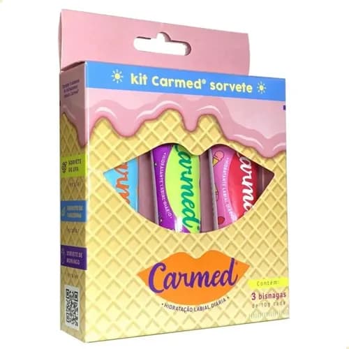 Kit Carmed Sorvete Verão com 3 Hidratantes Labiais 10g - Oferta Imperdível