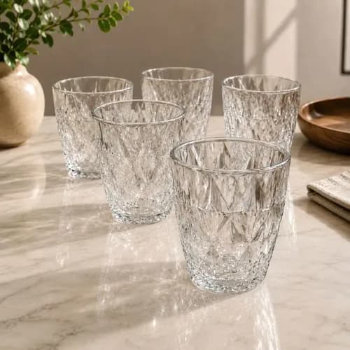Jogo 6 Copos Baixos Diamond 300ml em Vidro Resistente
