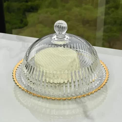 Queijeira Wolff Imperatriz de Cristal Fio de Ouro 20cm