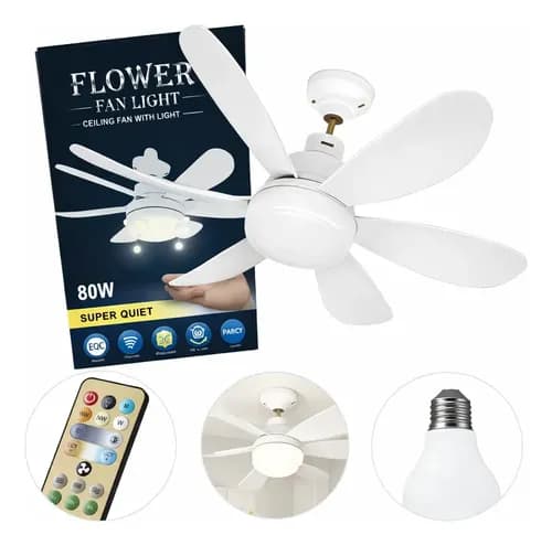 Lampada LED com Ventilador de Teto E27 80W Bivolt com Controle Remoto por R$ 38