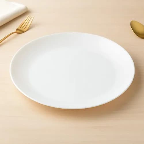 Jogo 6 Pratos Rasos de Vidro Branco 25cm Restaurante