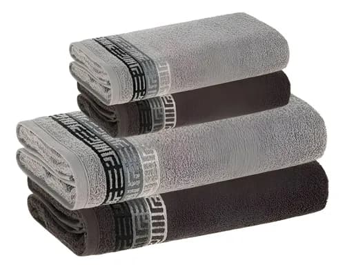 Jogo de Toalhas 4 Peças Karsten Bosco 100% Algodão Cinza