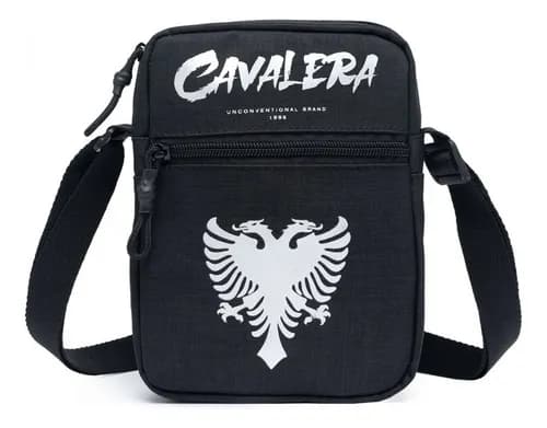 Mochila Shoulder Bag Cavalera Preta Urbana com Bolso