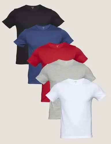 Kit com 5 Camisetas Masculinas Lisas Multicoloridas - Oferta com Cupom