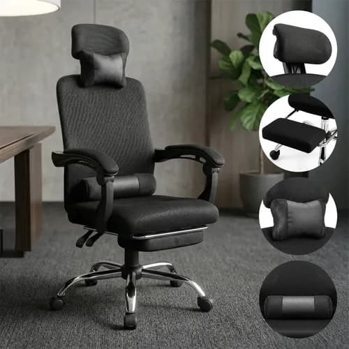 Cadeira de Escritório Presidente Mesh Ergonômica com Apoio de Pés