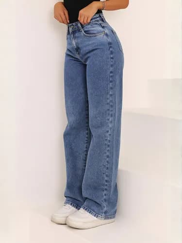 Calça Jeans Wide Leg Feminina Cintura Alta Pantalona por R$ 42,49 (cupom MODAML)
