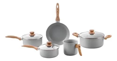 Jogo de Panelas Brinox Ceramic Life Easy Cinza 5 Peças por R$ 220 no Pix (com cupom)