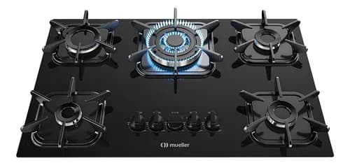 Cooktop Mueller 5 Bocas Preto com Tripla Chama