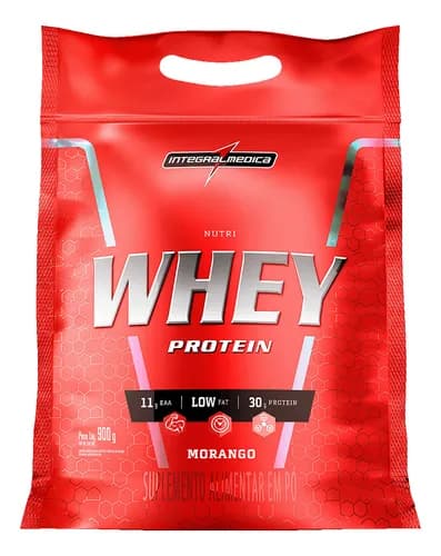 Nutri Whey Protein Pouch Morango 900g Integralmedica