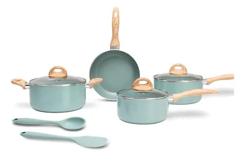 Jogo de Panelas Brinox Ceramic Life Botanika 6 Peças (Indução) Verde por R$ 267 com cupom