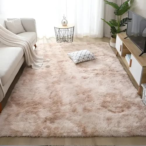 Tapete Felpudo Shaggy 3,00x2,00 Bege Mesclado Macio para Sala e Quarto