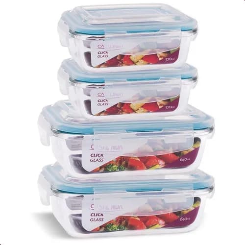 Conjunto 4 Potes Herméticos Vidro MS Variedades