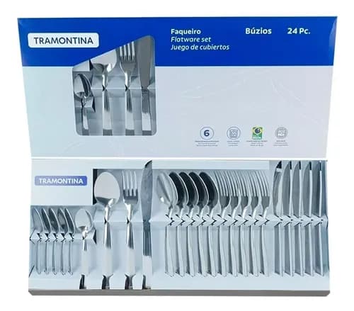 Faqueiro Tramontina Búzios 24 Peças em Aço Inox por R$ 56
