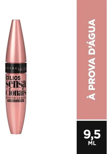 Máscara de Cílios Maybelline Cílios Sensacionais À Prova d'Água 9,5ml com Cupom